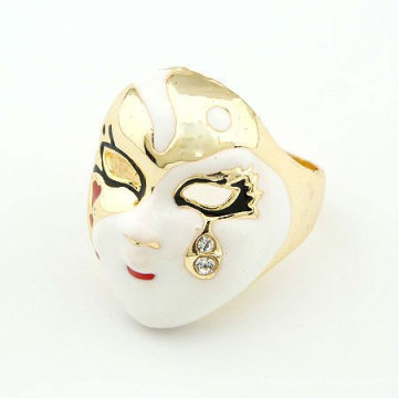 New Commedia Mask Rhinestone Teardrop Finger Rings Bijoux FR71